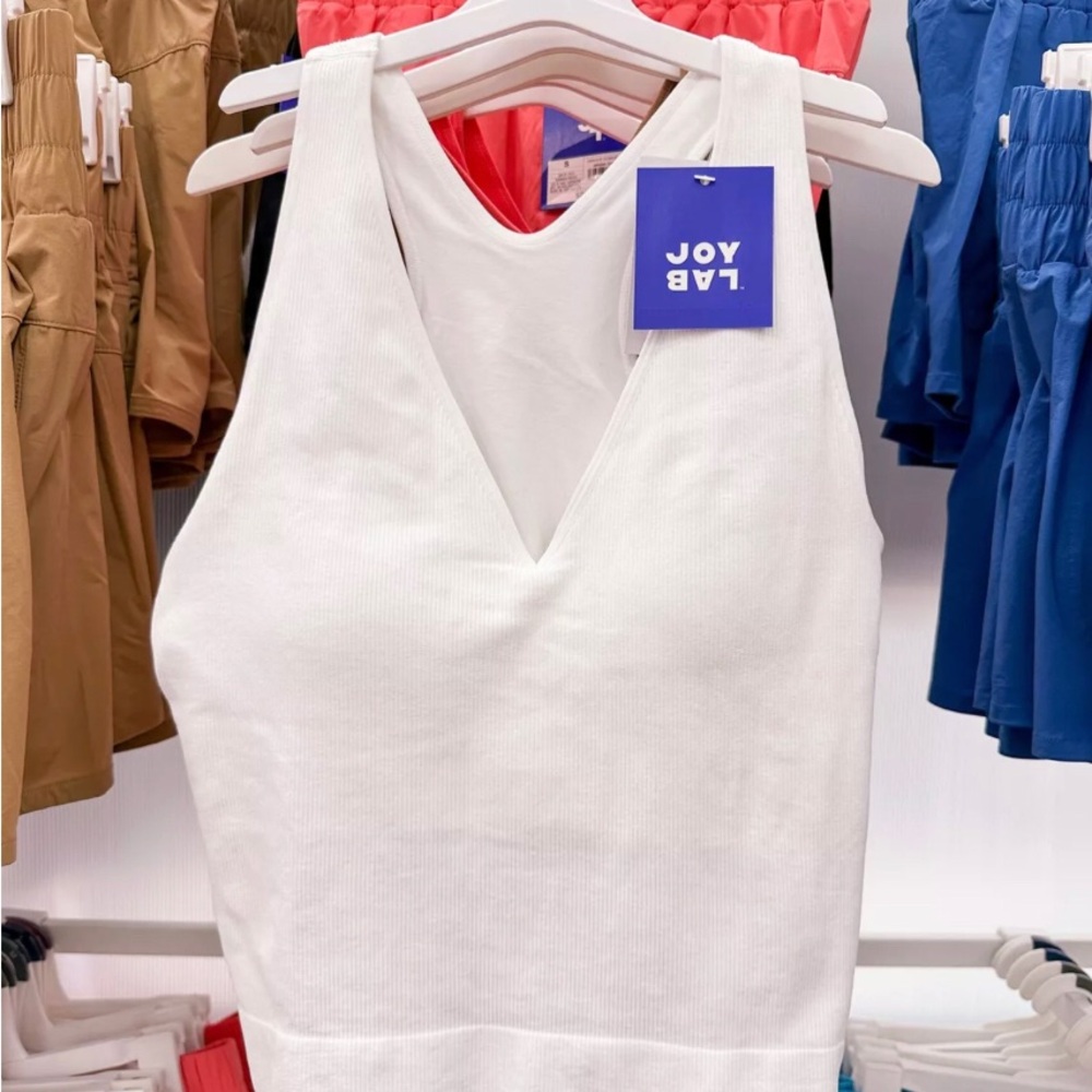 Size Small JoyLab White Ribbed V Neck Seamless Workout Top | Barely worn!